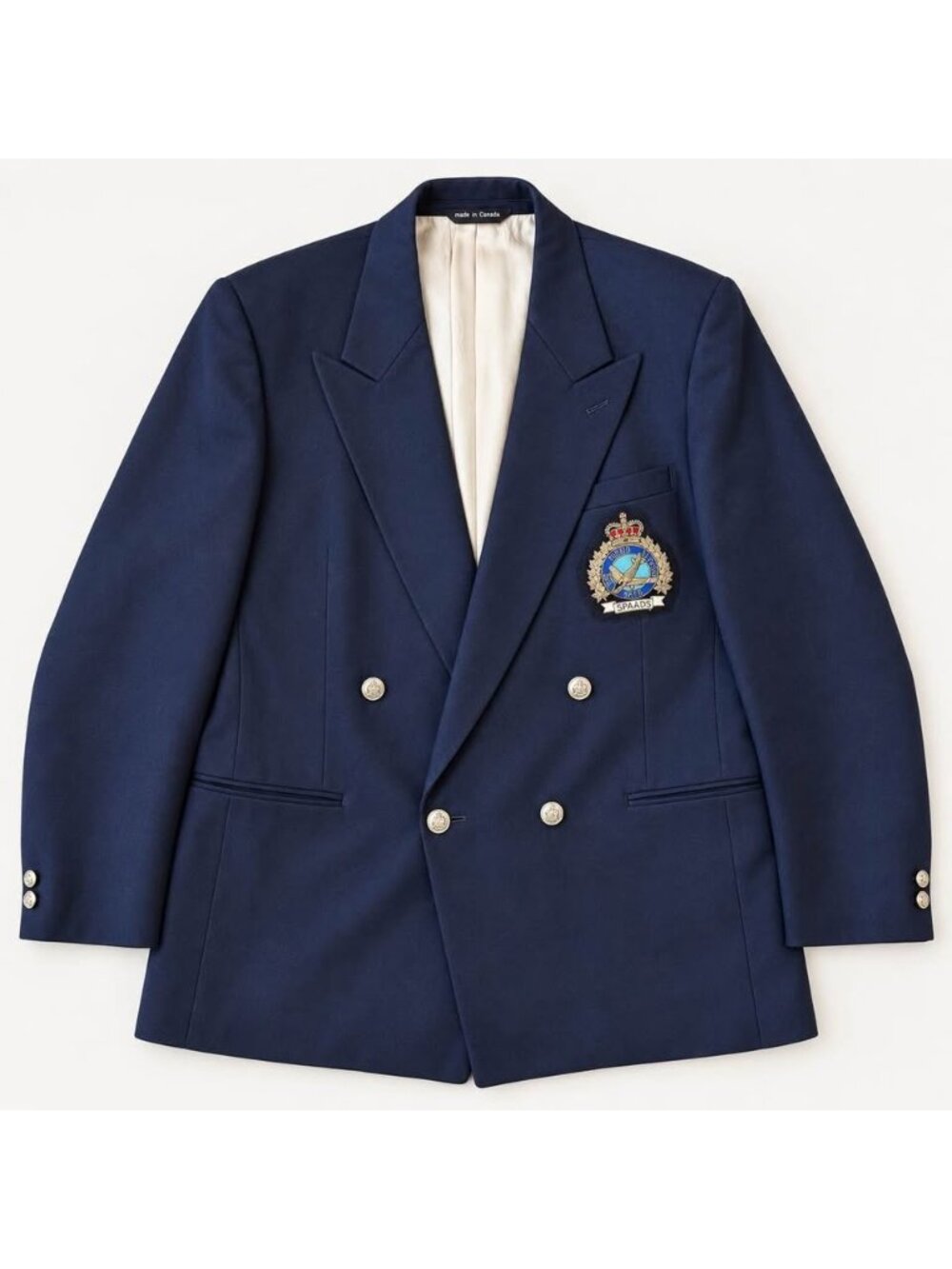 Vintage RCAF SPAADS Sabre Pilots Association Navy Wool Blazer 44 Regular Canada